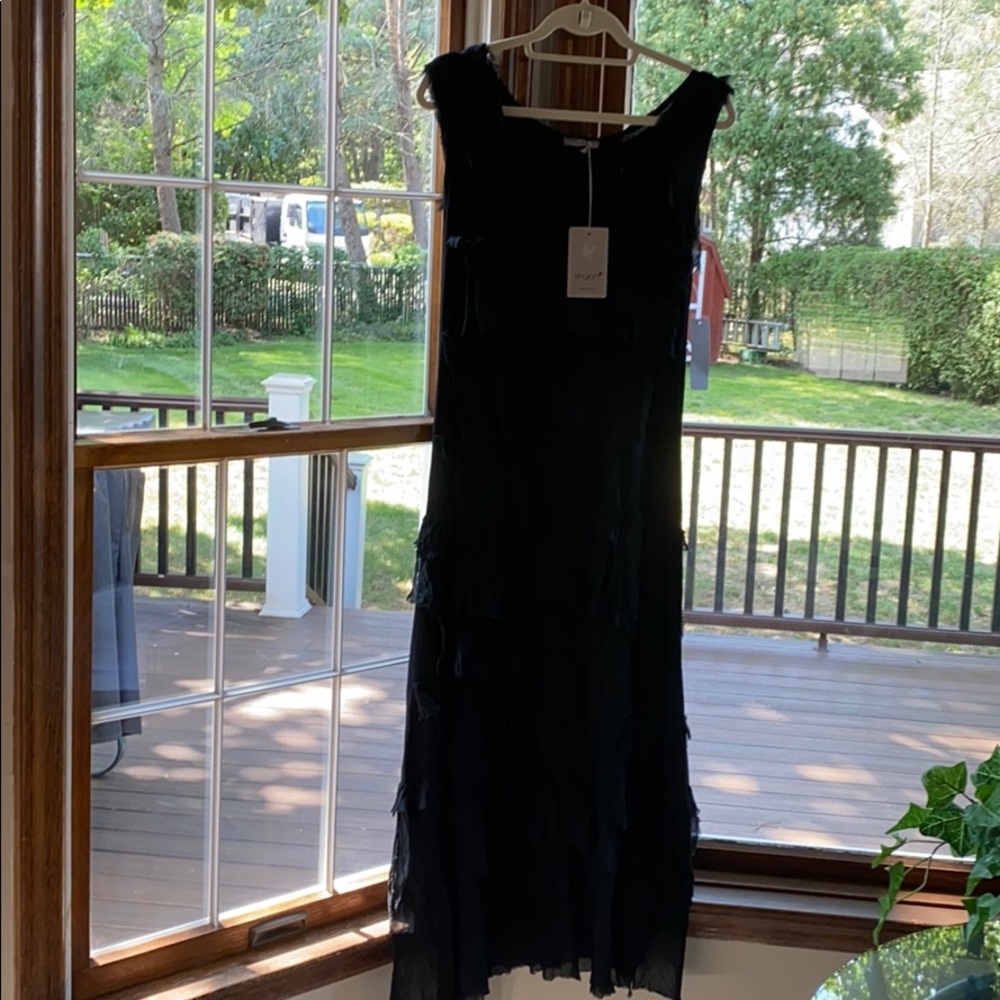 Tea length soft ruffle dress